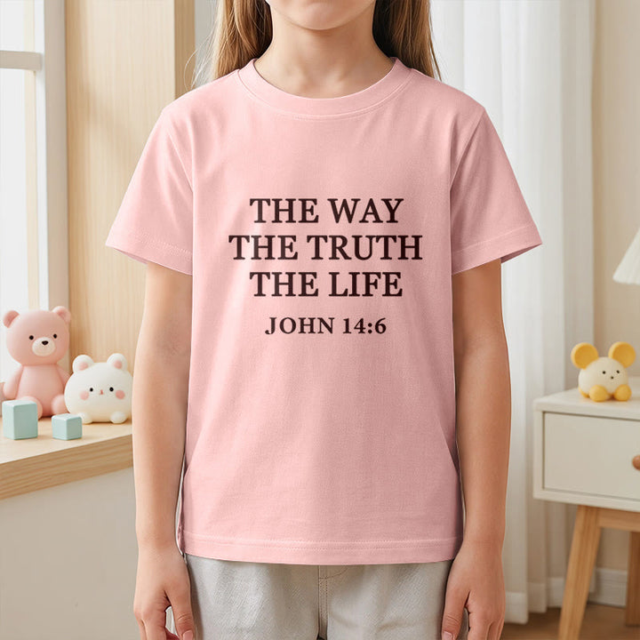 Christianartworkshop El Camino La Verdad La Vida Juan 14:6 Texto Clásico Serif Camiseta de Manga Corta para Niños - image 23