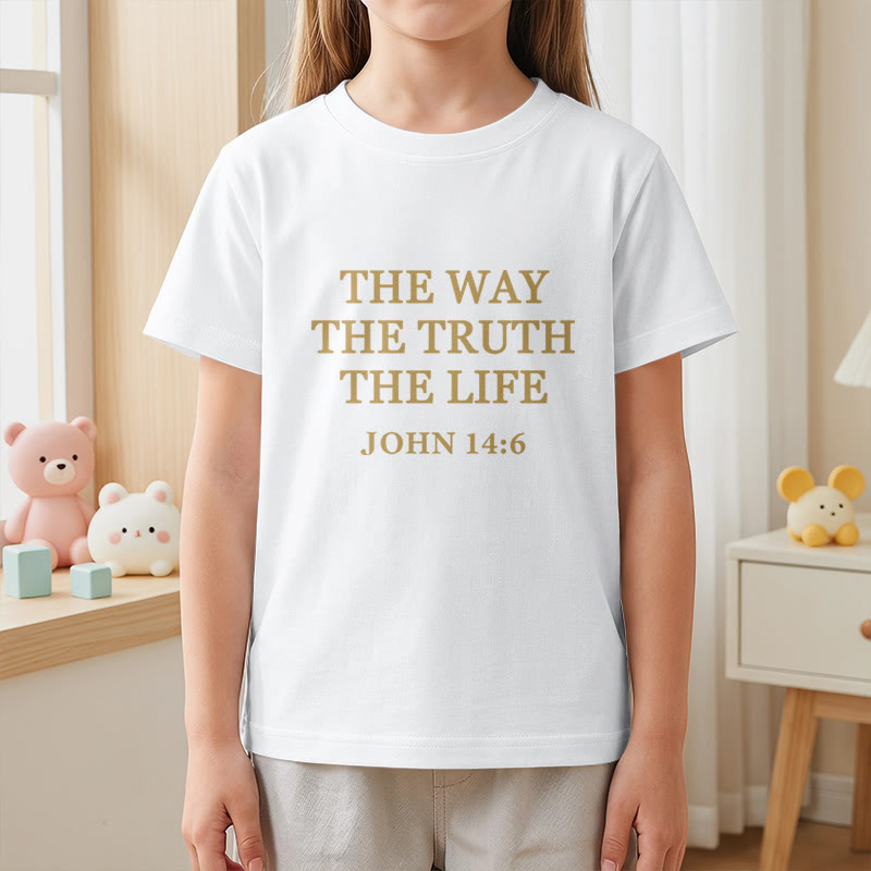Christianartworkshop El Camino La Verdad La Vida Juan 14:6 Texto Clásico Serif Camiseta de Manga Corta para Niños - image 2