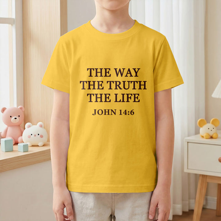 Christianartworkshop El Camino La Verdad La Vida Juan 14:6 Texto Clásico Serif Camiseta de Manga Corta para Niños - image 7