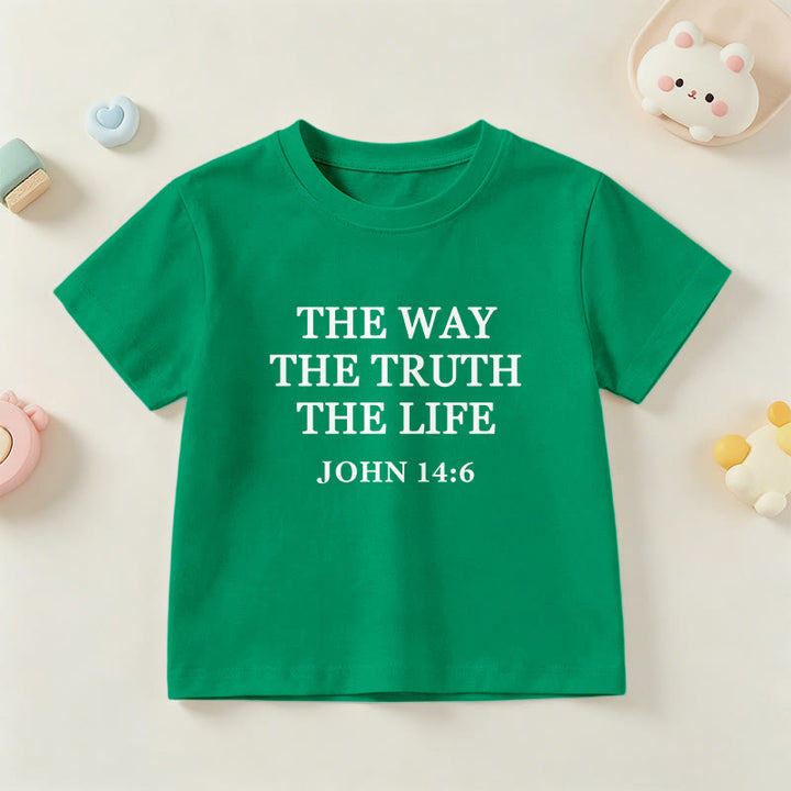 Christianartworkshop El Camino La Verdad La Vida Juan 14:6 Texto Clásico Serif Camiseta de Manga Corta para Niños - Verde - EE. UU./Reino Unido/Australia 14, UE 170 - image 24