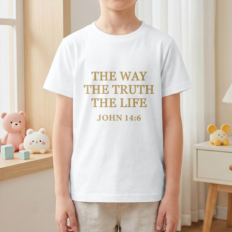 Christianartworkshop El Camino La Verdad La Vida Juan 14:6 Texto Clásico Serif Camiseta de Manga Corta para Niños - image 1