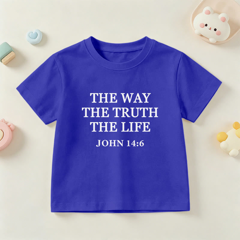 Christianartworkshop El Camino La Verdad La Vida Juan 14:6 Texto Clásico Serif Camiseta de Manga Corta para Niños - Azul - EE. UU./Reino Unido/Australia 14, UE 170 - image 27