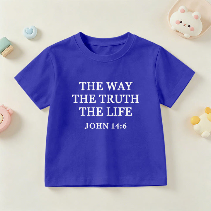 Christianartworkshop El Camino La Verdad La Vida Juan 14:6 Texto Clásico Serif Camiseta de Manga Corta para Niños - Azul - EE. UU./Reino Unido/Australia 14, UE 170 - image 27