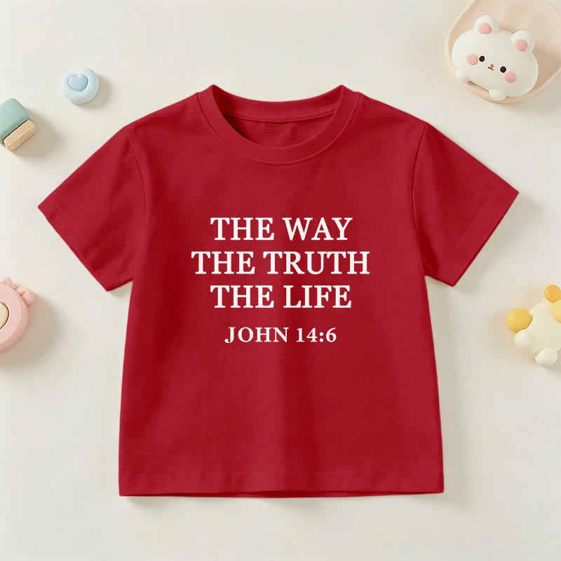 Christianartworkshop El Camino La Verdad La Vida Juan 14:6 Texto Clásico Serif Camiseta de Manga Corta para Niños - Rojo - EE. UU./Reino Unido/Australia 14, UE 170 - image 18