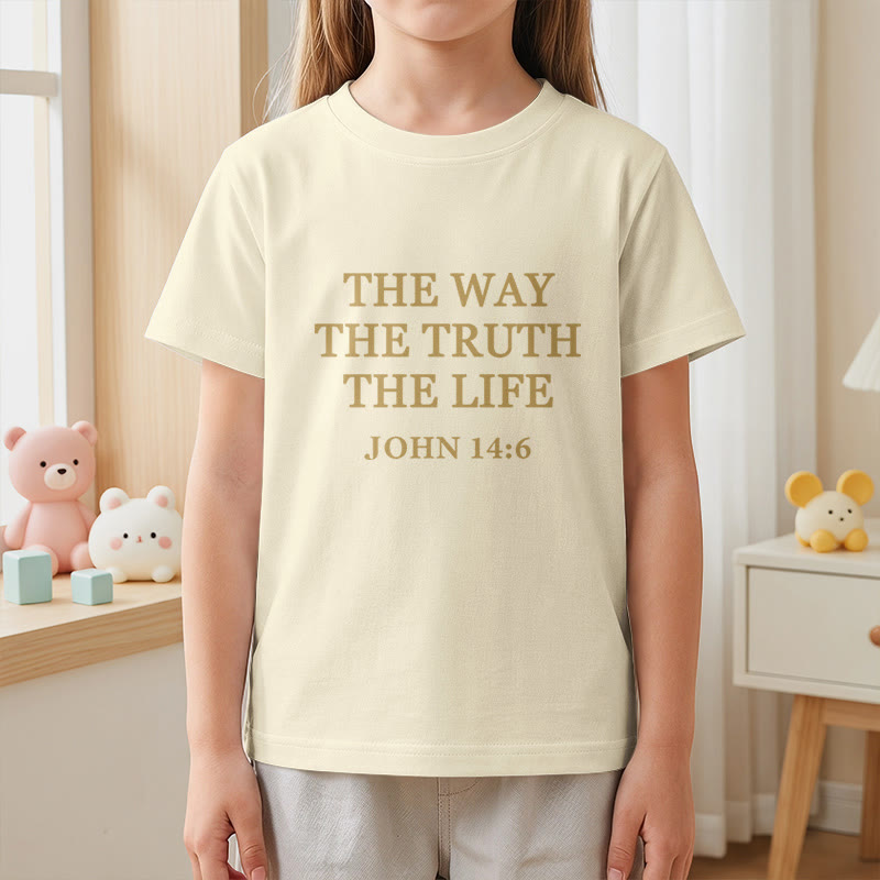 Christianartworkshop El Camino La Verdad La Vida Juan 14:6 Texto Clásico Serif Camiseta de Manga Corta para Niños - image 14