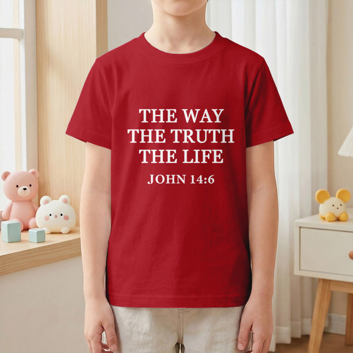 Christianartworkshop El Camino La Verdad La Vida Juan 14:6 Texto Clásico Serif Camiseta de Manga Corta para Niños - image 19