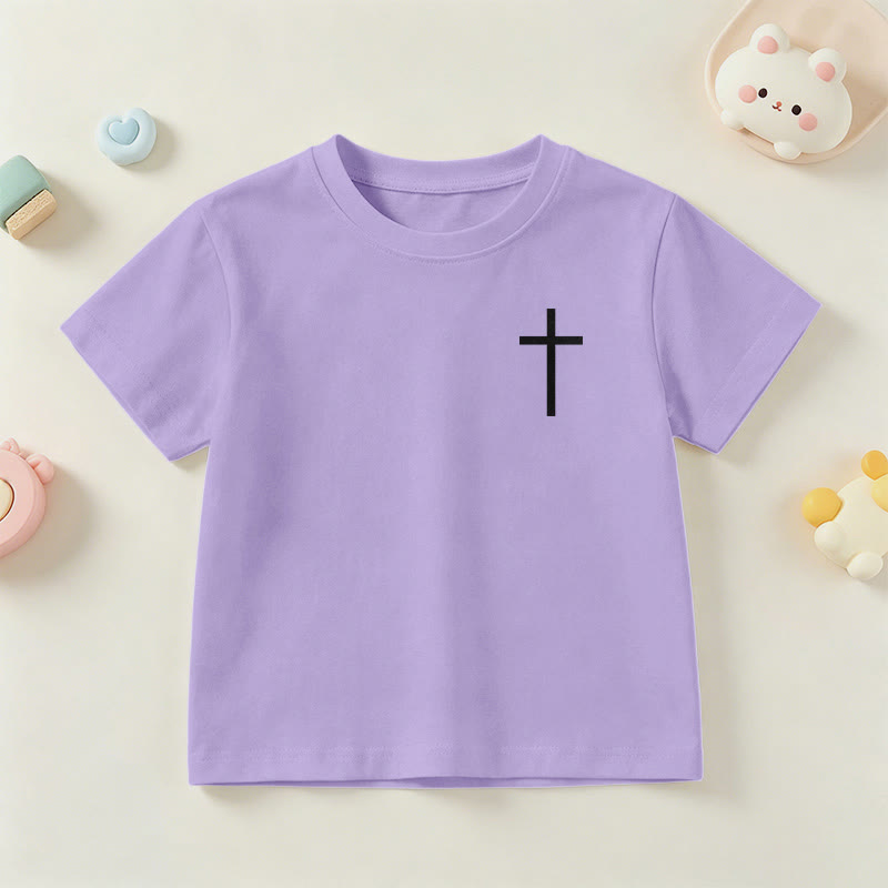 Christianartworkshop Filipenses 4:13 Camiseta infantil de manga corta con cruz en la parte delantera, espalda y fuente gótica - image 48
