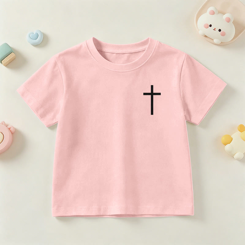 Christianartworkshop Filipenses 4:13 Camiseta infantil de manga corta con cruz en la parte delantera, espalda y fuente gótica - image 66