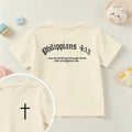 Christianartworkshop Filipenses 4:13 Camiseta infantil de manga corta con cruz en la parte delantera, espalda y fuente gótica - Beige - EE. UU./Reino Unido/Australia 14, UE 170 - image 0