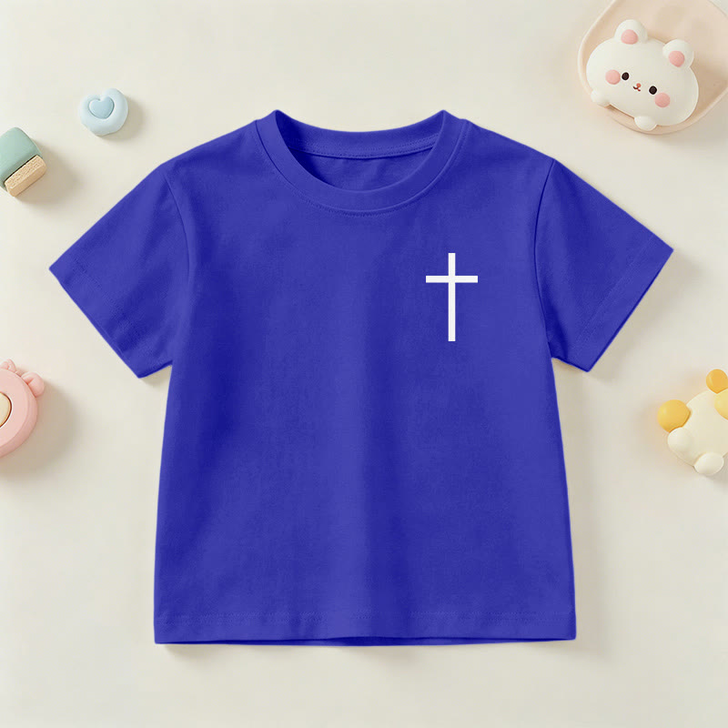 Christianartworkshop Filipenses 4:13 Camiseta infantil de manga corta con cruz en la parte delantera, espalda y fuente gótica - image 84