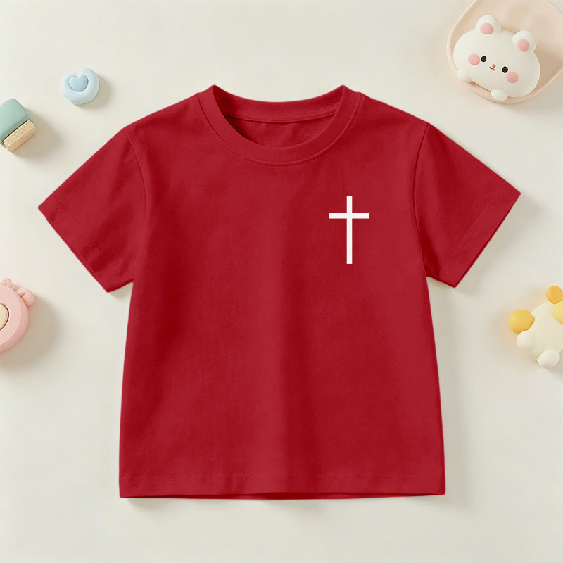 Christianartworkshop Filipenses 4:13 Camiseta infantil de manga corta con cruz en la parte delantera, espalda y fuente gótica - image 57