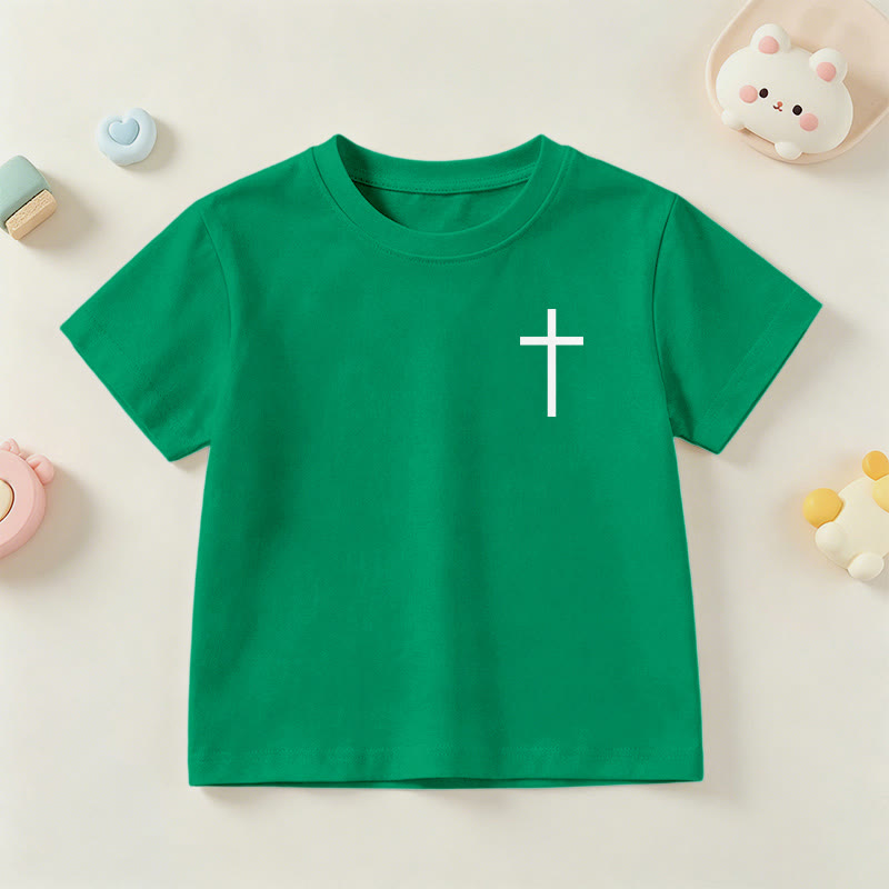 Christianartworkshop Filipenses 4:13 Camiseta infantil de manga corta con cruz en la parte delantera, espalda y fuente gótica - image 75