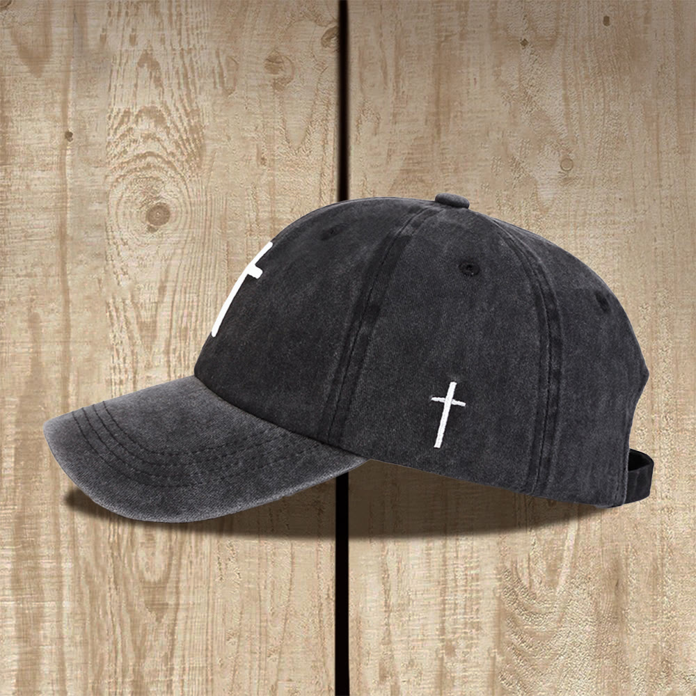 Christianartworkshop Gorra de béisbol unisex ajustable con bordado de doble cruz estilo vintage y lavado. - image 1