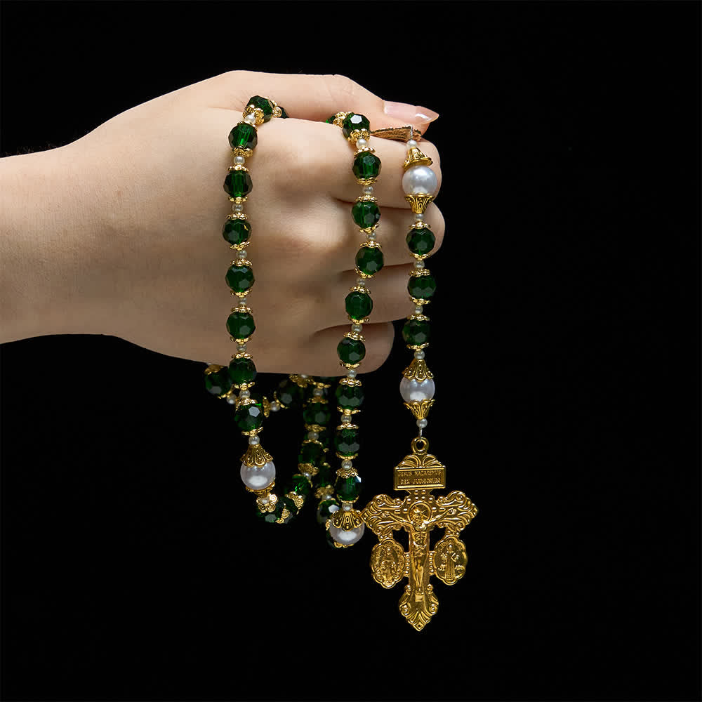Christianartworkshop Rosario devocional de San Judas con cristal verde y crucifijo. - image 1