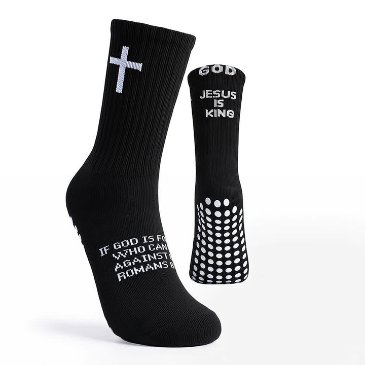 Christianartworkshop Calcetines deportivos antideslizantes con el inspirador texto "Jesús es Rey". - image 1