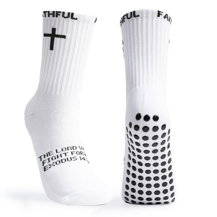 Christianartworkshop Calcetines deportivos con texto bíblico y cruz en la parte delantera del pie con temática religiosa. - image 1