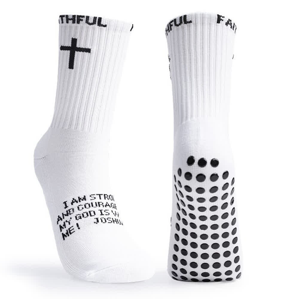Christianartworkshop Calcetines deportivos con texto bíblico y cruz en la parte delantera del pie con temática religiosa. - image 4