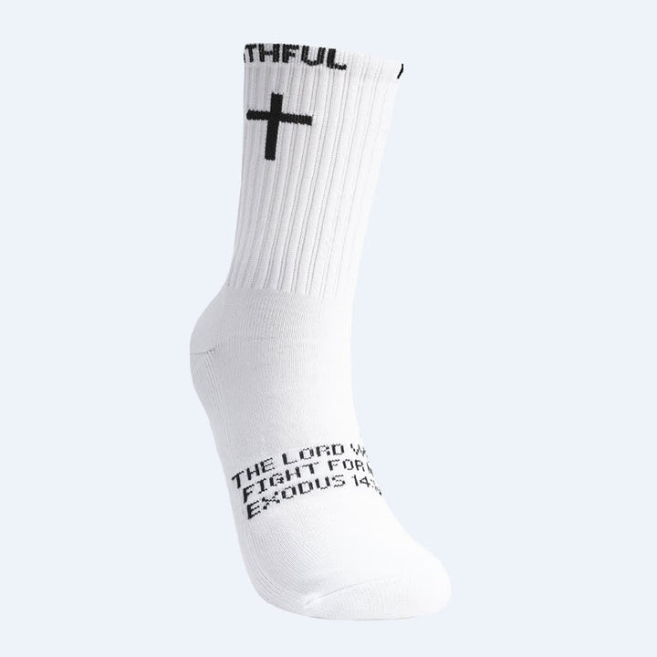 Christianartworkshop Calcetines deportivos con texto bíblico y cruz en la parte delantera del pie con temática religiosa. - image 2
