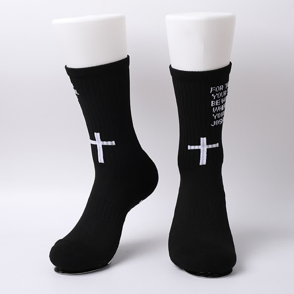 Christianartworkshop Calcetines deportivos de punto con cruz y la letra del versículo bíblico de Josué - image 7