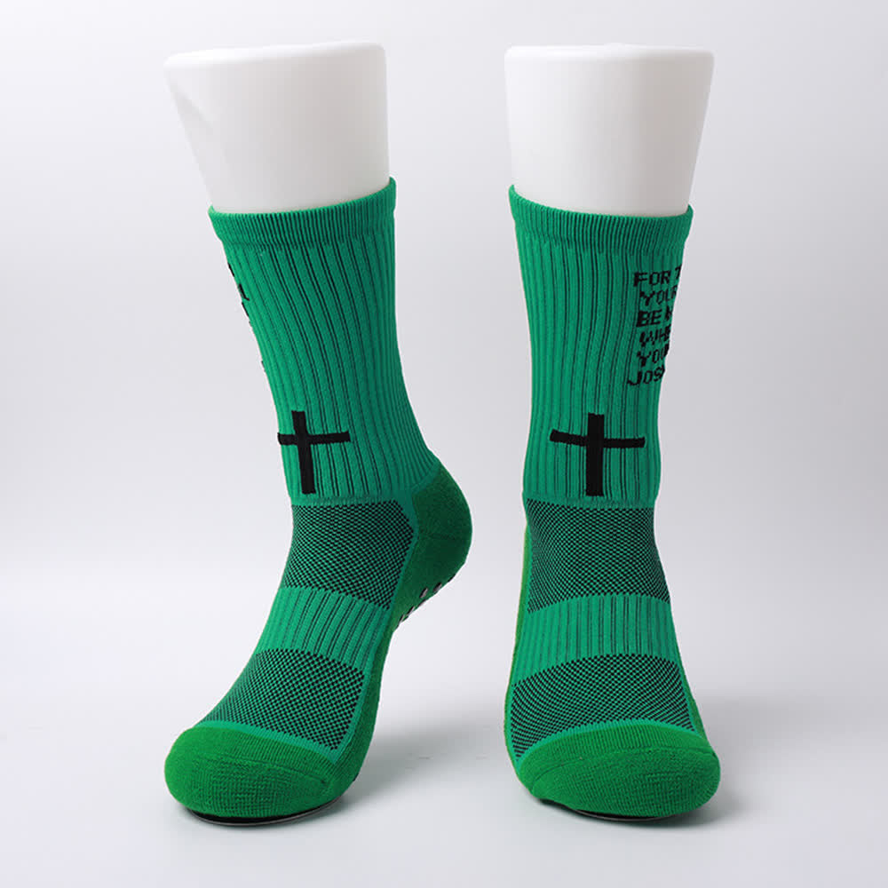 Christianartworkshop Calcetines deportivos de punto con cruz y la letra del versículo bíblico de Josué - image 17