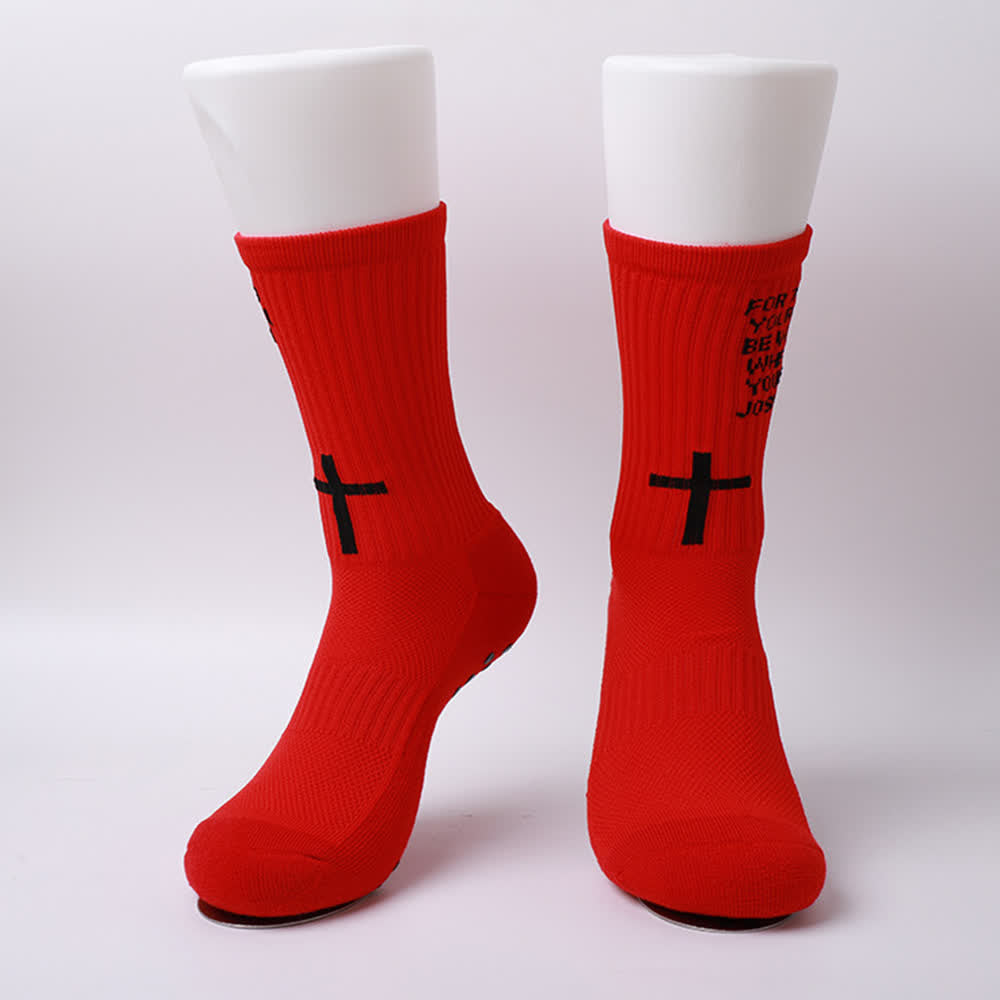 Christianartworkshop Calcetines deportivos de punto con cruz y la letra del versículo bíblico de Josué - image 11