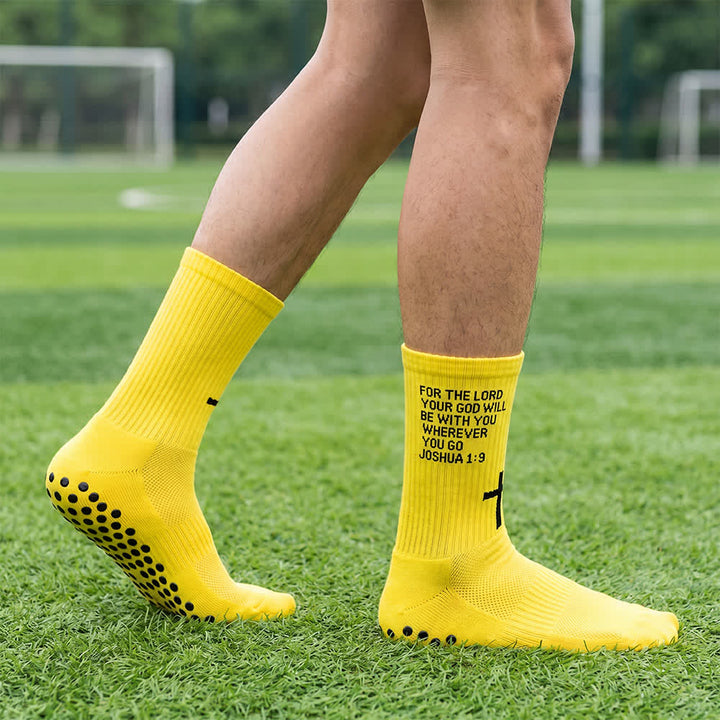 Christianartworkshop Calcetines deportivos de punto con cruz y la letra del versículo bíblico de Josué - Amarillo - 10 pares - image 12