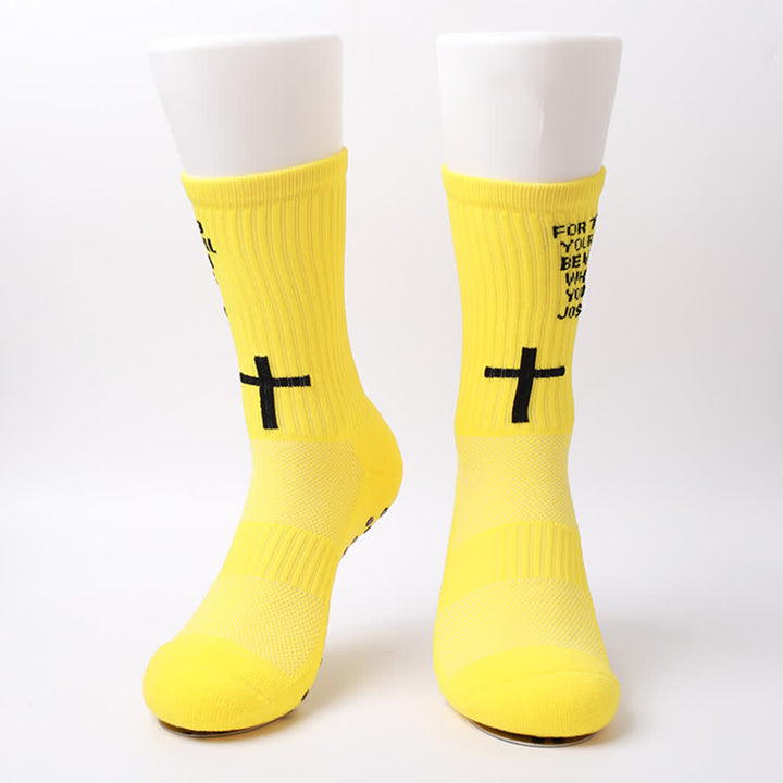 Christianartworkshop Calcetines deportivos de punto con cruz y la letra del versículo bíblico de Josué - image 13