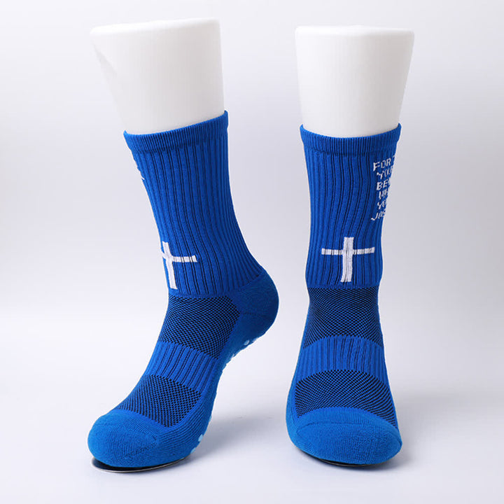 Christianartworkshop Calcetines deportivos de punto con cruz y la letra del versículo bíblico de Josué - image 15