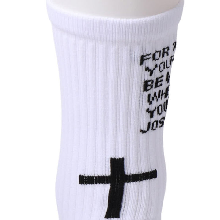 Christianartworkshop Calcetines deportivos de punto con cruz y la letra del versículo bíblico de Josué - image 3
