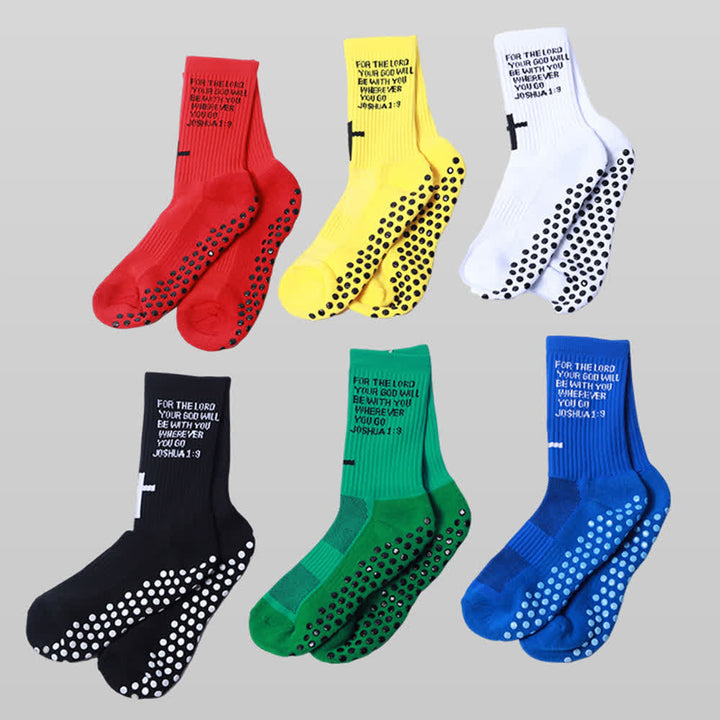 Christianartworkshop Calcetines deportivos de punto con cruz y la letra del versículo bíblico de Josué - image 1