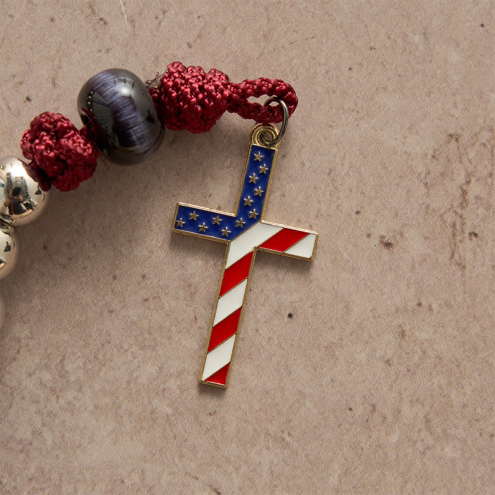 Christianartworkshop Rosario rústico patriótico de paracord con cruz de la bandera de EE. UU., Dios y la patria siempre. - image 6