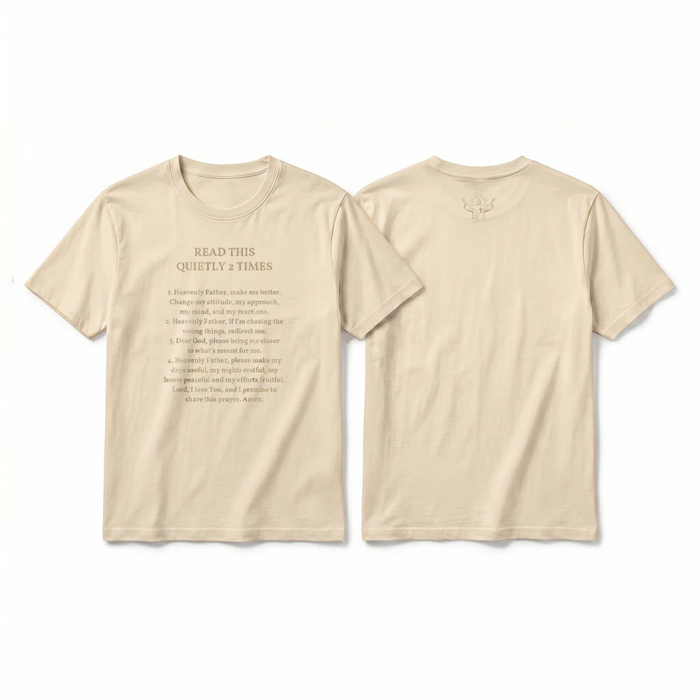 Christianartworkshop Camiseta divertida de manga corta con el mensaje "Lee esto en silencio 2 veces" de Faith Premium. - Beige - 2XL - image 14