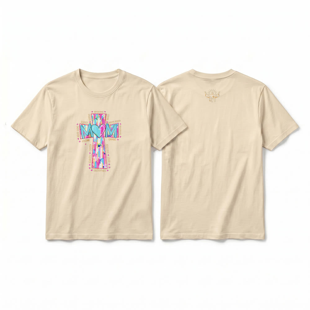 Christianartworkshop Camiseta de manga corta premium con estampado frontal de cruz para mamás. - image 19