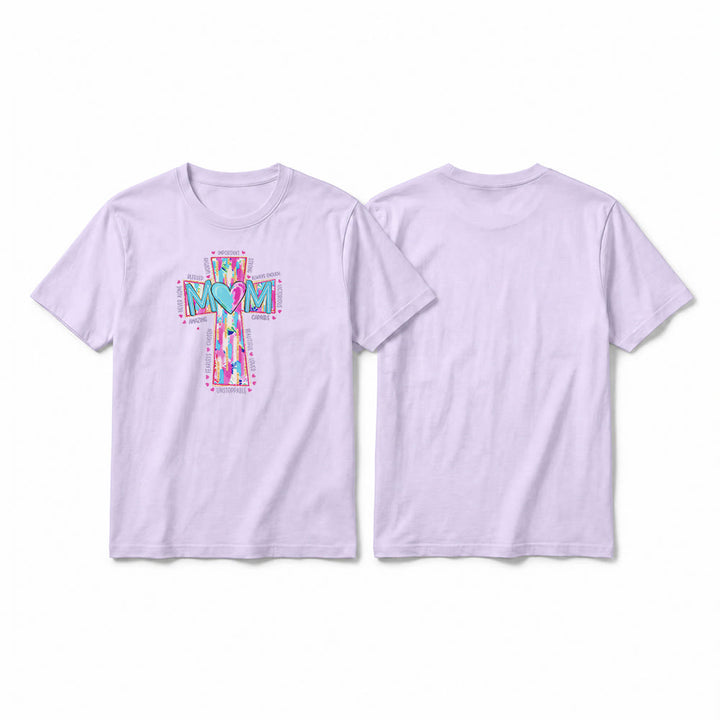 Christianartworkshop Camiseta de manga corta premium con estampado frontal de cruz para mamás. - Púrpura - 2XL - image 13
