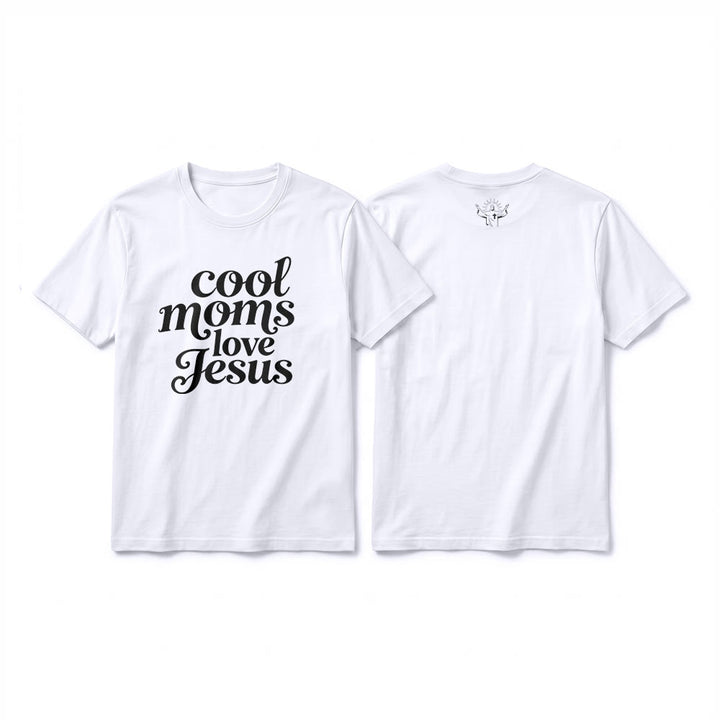 Christianartworkshop Camiseta de manga corta premium con estampado frontal y trasero "Las mamás geniales aman a Jesús" - Blanco - 2XL - image 4