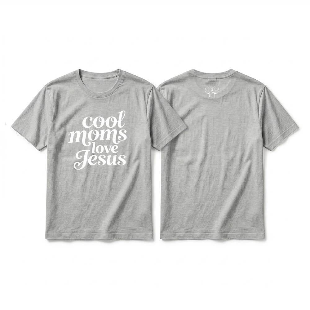 Christianartworkshop Camiseta de manga corta premium con estampado frontal y trasero "Las mamás geniales aman a Jesús" - Gris - 2XL - image 16