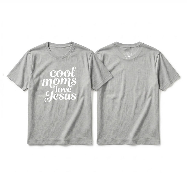 Christianartworkshop Camiseta de manga corta premium con estampado frontal y trasero "Las mamás geniales aman a Jesús" - Gris - 2XL - image 16