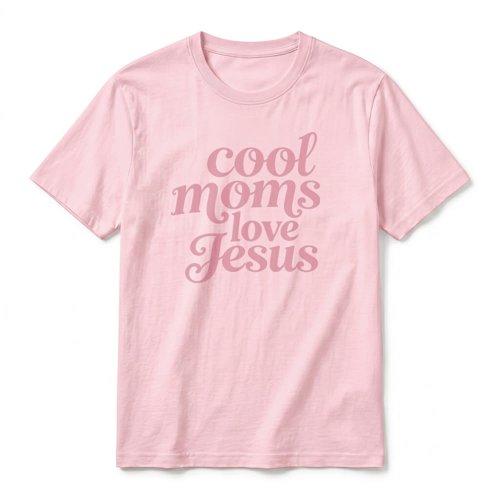 Christianartworkshop Camiseta de manga corta premium con estampado frontal y trasero "Las mamás geniales aman a Jesús" - image 8