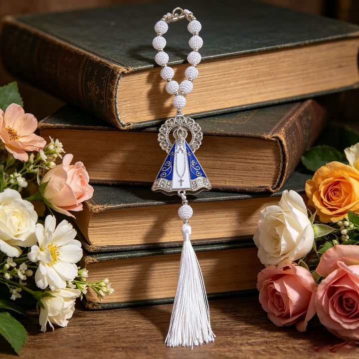 Christianartworkshop Adorno para coche con borla de cuentas de Nuestra Señora de Aparecida: un símbolo de suave protección celestial y bendiciones para el viaje. - image 4