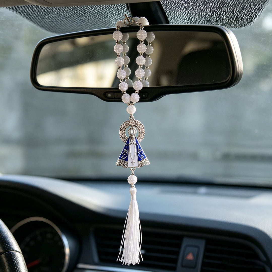Christianartworkshop Adorno para coche con borla de cuentas de Nuestra Señora de Aparecida: un símbolo de suave protección celestial y bendiciones para el viaje. - Nuestra Señora de Aparecida - image 0