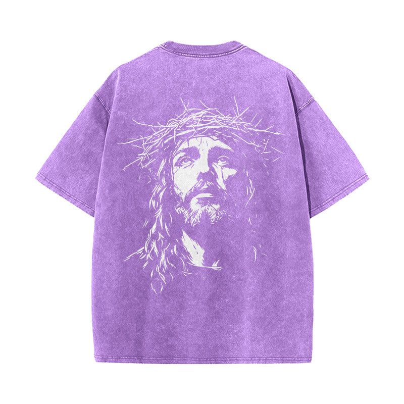 Christianartworkshop Camiseta unisex lavada con detalle de cruz y corona de espinas - image 21