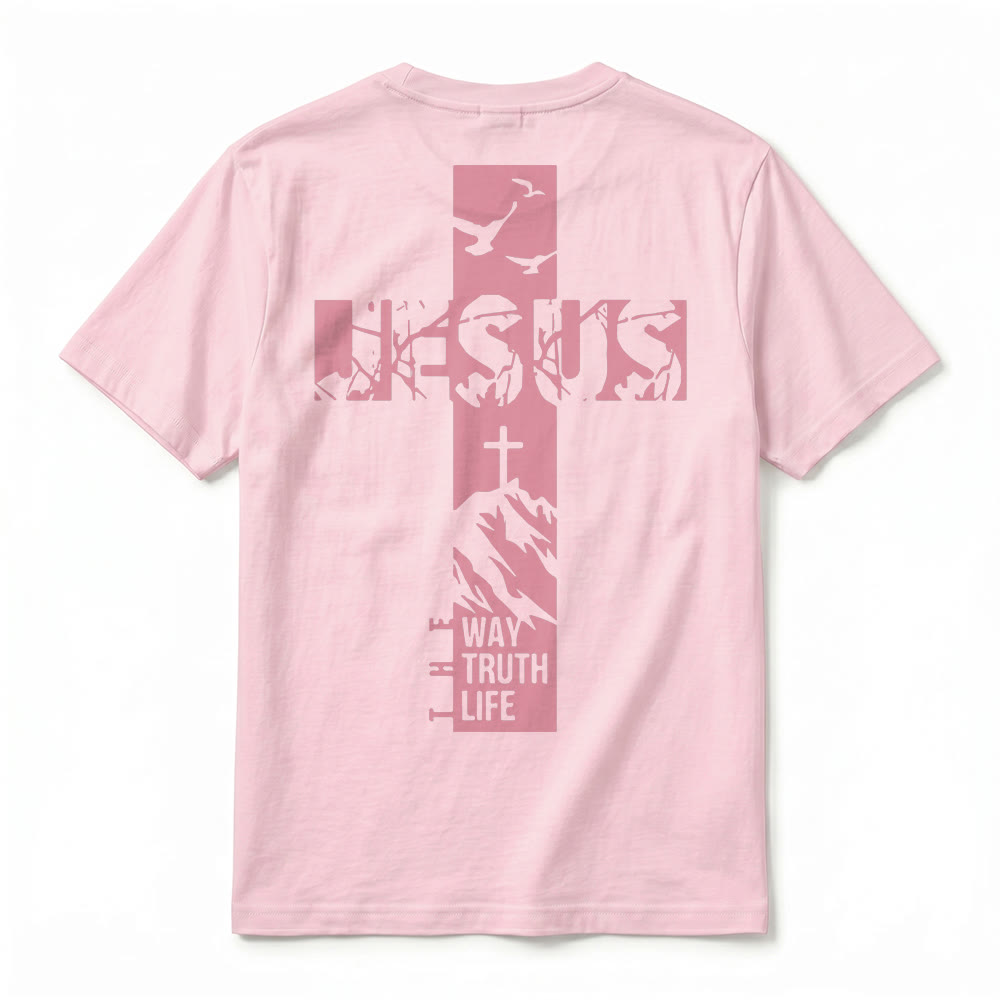 Christianartworkshop Camiseta de manga corta premium con cruz de montaña "JESÚS" - image 27