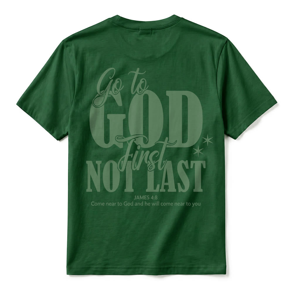 Christianartworkshop Camiseta de manga corta premium con recordatorio de fe "Acércate a Dios primero" - image 15