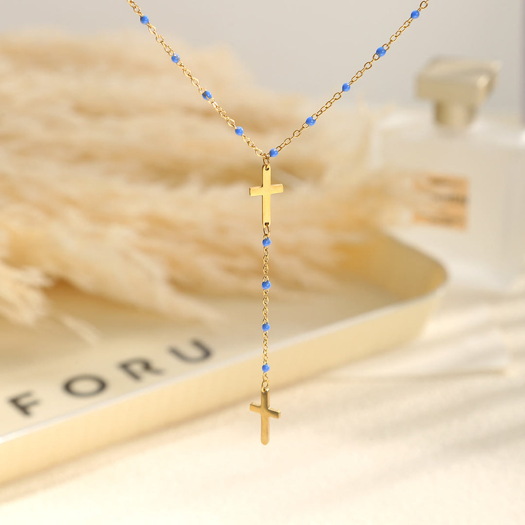 Christianartworkshop Collar colgante con cruz en capas: Encarnando la gracia inquebrantable y la bendición celestial. - Azul real - image 6