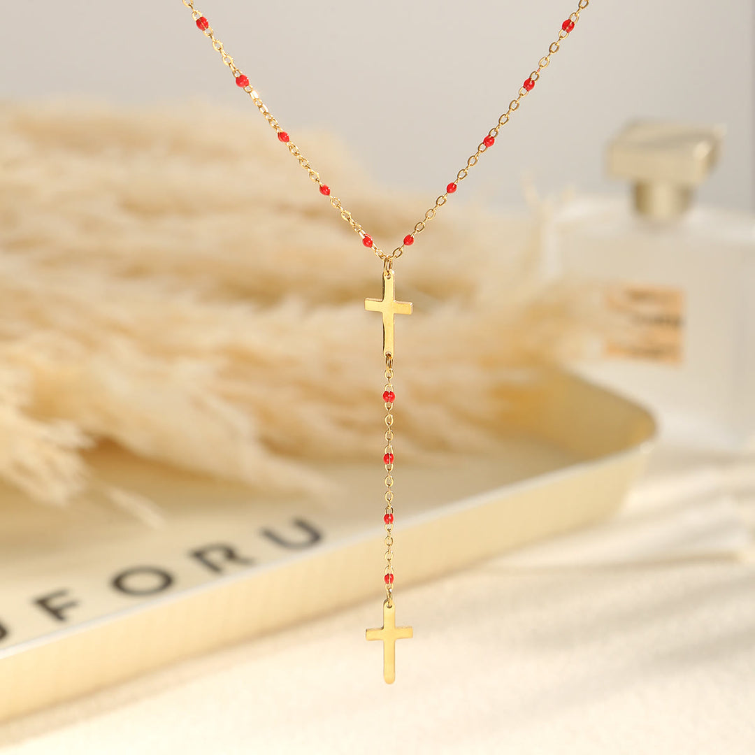 Christianartworkshop Collar colgante con cruz en capas: Encarnando la gracia inquebrantable y la bendición celestial. - Rojo - image 11