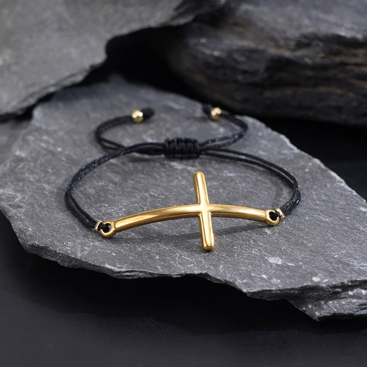 Christianartworkshop Pulsera moderna ajustable con cordón cruzado: Un recordatorio de la protección divina y la gracia infinita. - Dorado - image 2