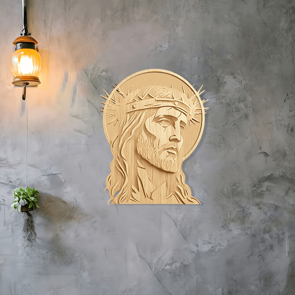 Christianartworkshop Placa de pared de madera con la Corona de Espinas del Santo Rostro: Emblema de Misericordia y Sacrificio - image 2