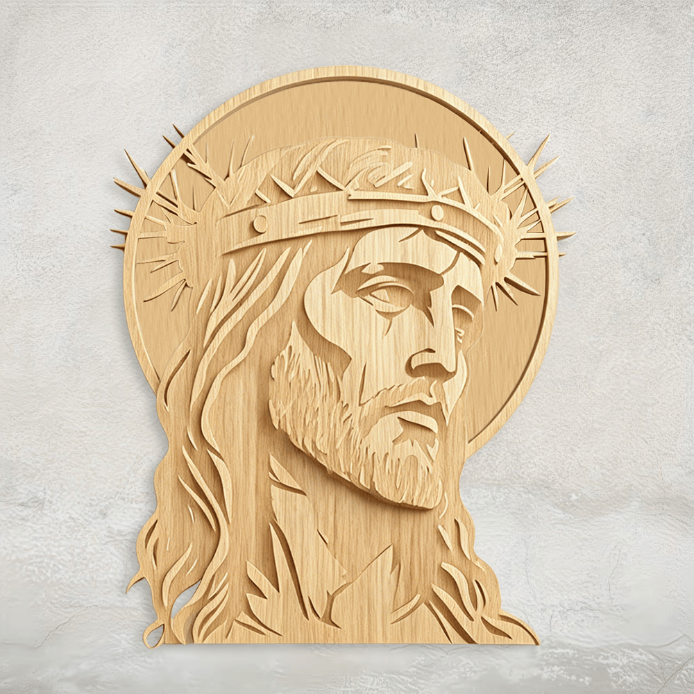 Christianartworkshop Placa de pared de madera con la Corona de Espinas del Santo Rostro: Emblema de Misericordia y Sacrificio - image 3