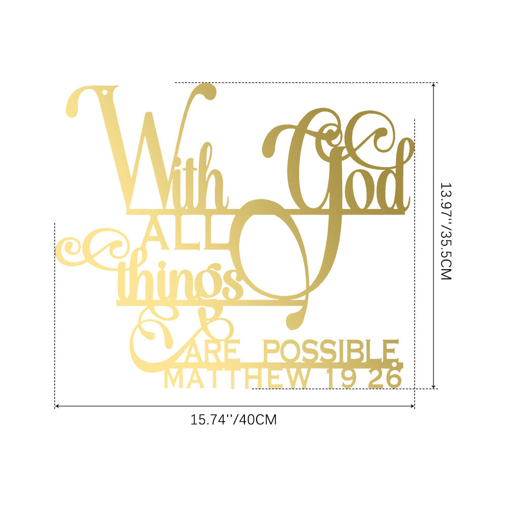 Christianartworkshop Mateo 19:26 Con Dios Decoración de pared de metal: Fe audaz para tus paredes - image 22