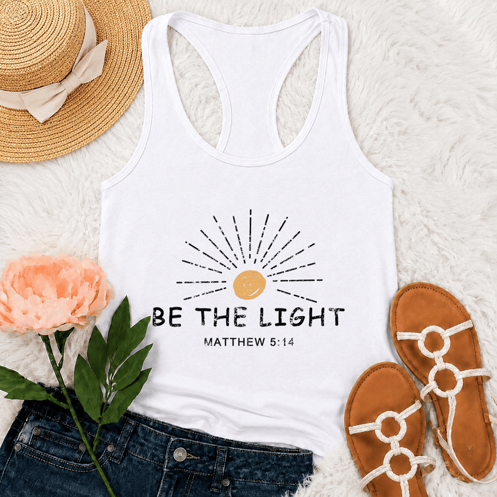 Christianartworkshop Sé la luz Mateo 5:14 Camiseta sin mangas estilo racerback vintage - Blanco - 2XL - image 0